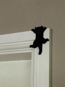 1 件猫剪影门框装饰艺术黑木猫书架挂钩猫科动物装饰，装饰性猫坐门角家居装饰 - 非常适合猫爱好者的宠物礼物，适合万圣节、恐怖、秋季、假期、节日