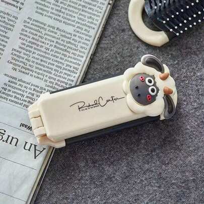 1 pezzo Pettine portatile bianco latte, piccolo e compatto, con cuscinetto ad aria sulla mano, specchio per il trucco sulla mano, pettine con cuscinetto ad aria, un accessorio per capelli con funzione di massaggio