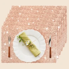 1 peça de jogo americano de folha de ouro de PVC oco de estilo europeu de luxo, design minimalista de cor sólida, formato redondo/quadrado, adequado para casamento, festa, feriado, restaurante de estilo ocidental, banquete de hotel - Multicolorido - Ver 2