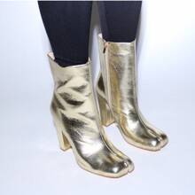 Womens Block Heel Ankle Bootie - Gold - View 1