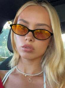 1pc New Vintage Oval Small Frame Fashion Eyeglasses For Women, Stylish High-End Casual Street Photography Classic Glasses Beach Accessories For Women Glasses Shades Beach Accessories For Women Glasses Shades For Summer Beach Vacation,Outdoor,Travel Casual Style Oval Frame For Going Out Outfit,Back To School