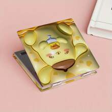 Sanrio 1 pieza Espejo plegable de vanidad encantador con gatito y calabaza - Acabado metálico pulido, acabado de cristal, sin perfume, diseño de dibujos animados, adecuado para el uso en tocador