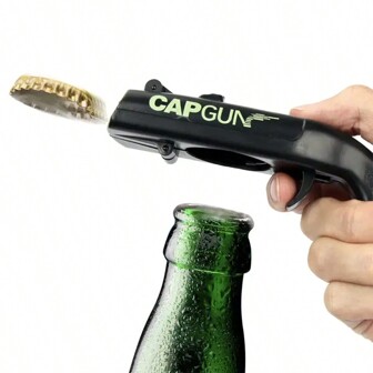 1pc Beer Bottle Opener ,Cap Gun Shaped Bottle Opener With Corkscrew - Multi-Functional Party Accessory For Beer Bottle Opening, Wine Cork Removal - Perfect For Home Bar, Party, And Wedding Favors