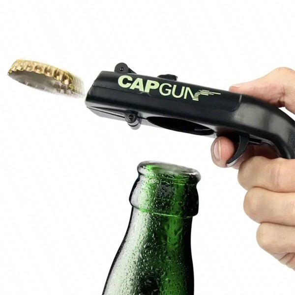 1 pieza Abridor de botellas de cerveza, en forma de pistola, con sacacorchos - Accesorio multifuncional para fiestas para abrir botellas de cerveza, quitar corchos de vino - Perfecto para bar en casa, fiestas y recuerdos de boda