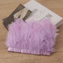 1 yarda de Ribete de tela con plumas de pavo totalmente emplumadas de estilo clásico, accesorio DIY hecho a mano y colorido para decoración de Halloween, fiesta festiva, boda, disfraz de baile, bolso, tocado, decoración de manga