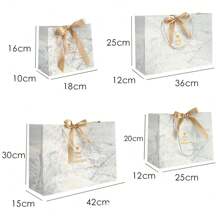 创意大理石纹节日礼品包装袋，丝带蝴蝶结手提纸袋，情人节礼品包装袋，生日礼品袋