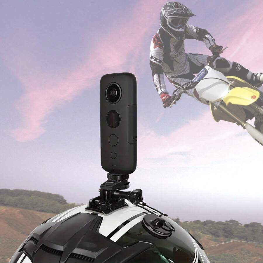 Sports Camera Helmet Mount Bracket, Compatible With GoPro, Insta360 Ace Pro, For Skiing, Motorcycle And Other Helmet Wearing Scenarios, Quick-Release Adapter - Black - View 1