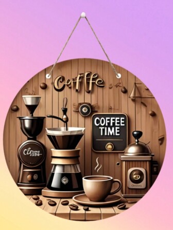 Wooden Coffee Decor Sign, Round Decorative Wooden Hanging Tag, For Cafe, Living Room, Lounge, Coffee Machine Decoration Craft