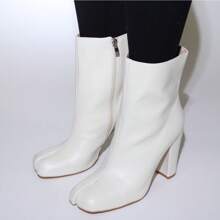 Womens Block Heel Ankle Bootie - Bone - View 4