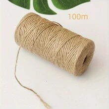 1 pièce, 100 mètres de corde de jute naturelle - convient pour le jardinage, l'artisanat DIY, la décoration d'art, l'emballage de cadeaux, l'emballage, les arts et la décoration de mariage fins rubans