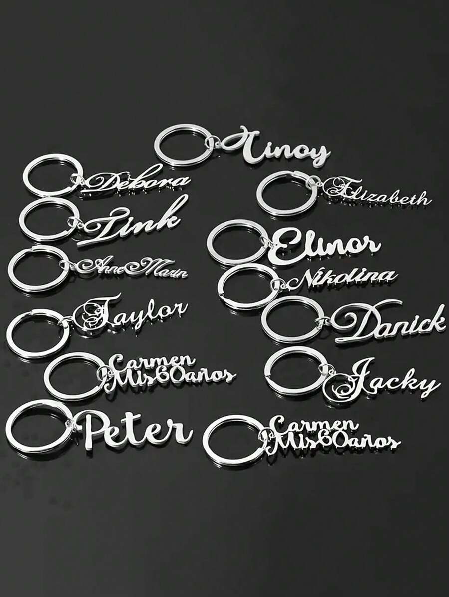 Custom Name Keychain, Stainless Steel Engraved Keychain, Unique Nameplate Jewelry, Ideal Gift For Boy And Girl - Solid Color - View 1