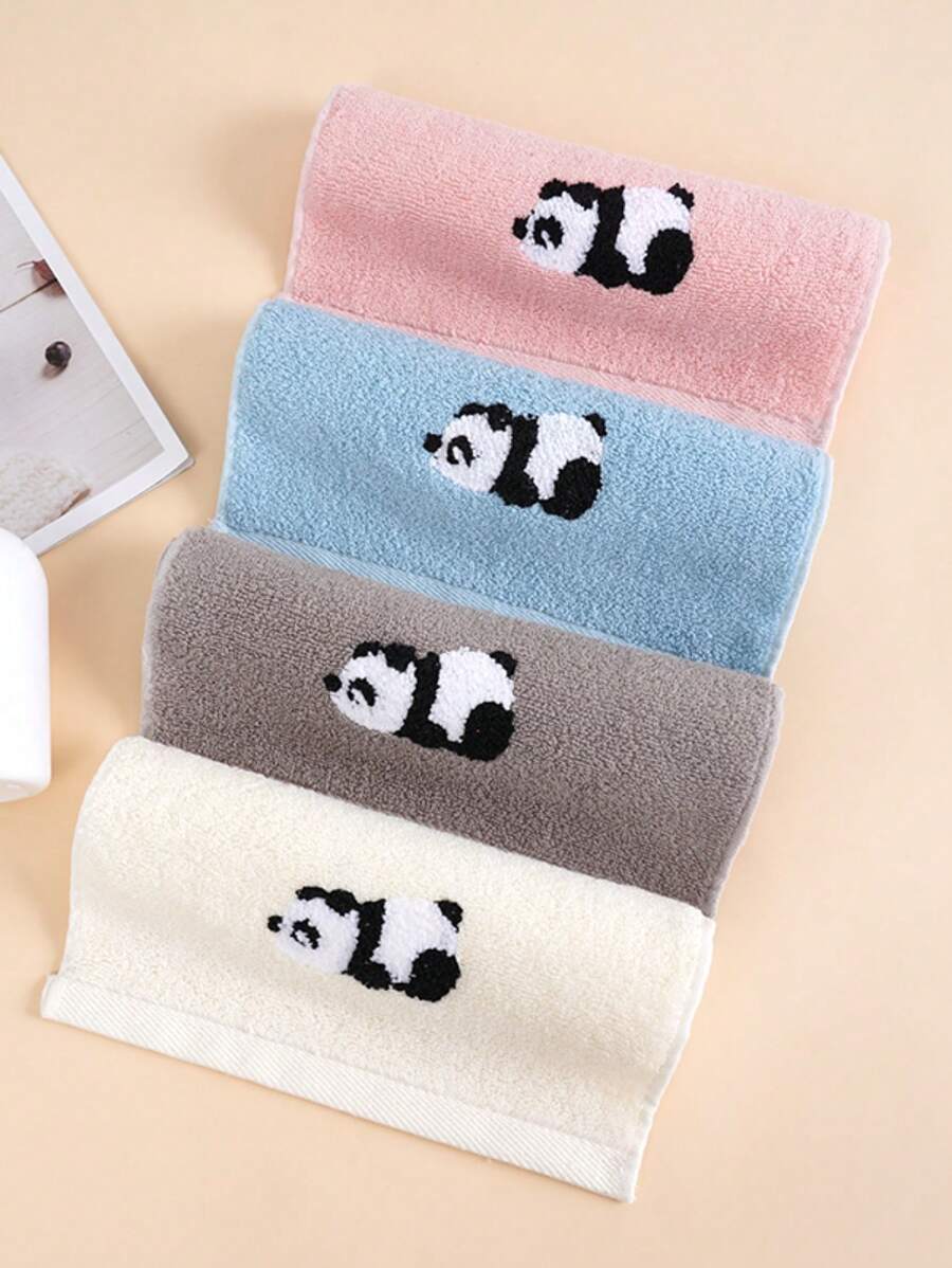 1/4 Piece Pure Cotton Cartoon Small Towel, Embroidered Panda Pattern, Highly Absorbent, Quick-Drying, Soft, Suitable For Men And Women In All Seasons, Applicable For Bathroom, Kitchen, Travel, Holiday Gifts, School, And Hotel