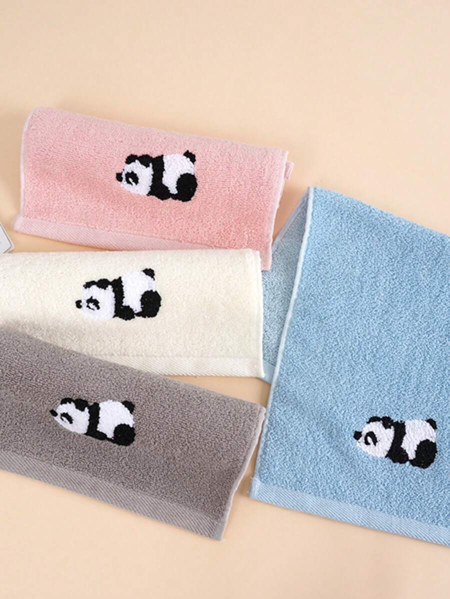 1/4 Pieza Toalla pequeña de algodón puro con estampado de panda bordado, altamente absorbente, de secado rápido, suave, adecuada para hombres y mujeres en todas las estaciones, aplicable para baño, cocina, viajes, regalos, escuela y hotel