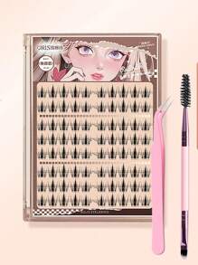 80 pièces Faux cils en poils de vison artificiel faits à la main, style L, 0,07 mm, 11-14 mm, réutilisables sans colle - Maillard - Boucle épaisse, bouclée, fine, aspect naturel pour tous les jours, noir, convient aux débutants pour un usage quotidien