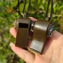 1pc 3 In 1 Emergency Survival Whistle,Compass,Thermometer,Referee Cheerleading Whistle,Sporting Goods,Camping Hiking Outdoor Tools,Outdoors High Decibel Portable Keychain Whistle Double Pipe Emergency Survival Whistle Multifunction Tools Camping Stuff