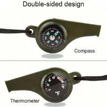 1pc 3 In 1 Emergency Survival Whistle,Compass,Thermometer,Referee Cheerleading Whistle,Sporting Goods,Camping Hiking Outdoor Tools,Outdoors High Decibel Portable Keychain Whistle Double Pipe Emergency Survival Whistle Multifunction Tools Camping Stuff