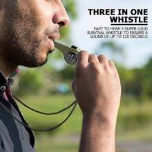1pc 3 In 1 Emergency Survival Whistle,Compass,Thermometer,Referee Cheerleading Whistle,Sporting Goods,Camping Hiking Outdoor Tools,Outdoors High Decibel Portable Keychain Whistle Double Pipe Emergency Survival Whistle Multifunction Tools Camping Stuff
