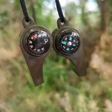1pc 3 In 1 Emergency Survival Whistle,Compass,Thermometer,Referee Cheerleading Whistle,Sporting Goods,Camping Hiking Outdoor Tools,Outdoors High Decibel Portable Keychain Whistle Double Pipe Emergency Survival Whistle Multifunction Tools Camping Stuff