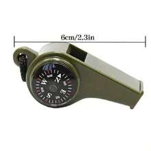 1pc 3 In 1 Emergency Survival Whistle,Compass,Thermometer,Referee Cheerleading Whistle,Sporting Goods,Camping Hiking Outdoor Tools,Outdoors High Decibel Portable Keychain Whistle Double Pipe Emergency Survival Whistle Multifunction Tools Camping Stuff