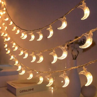 1 个 1.5 米 10LED、3 米 20LED、6 米 40LED、10 米 80LED 月亮形状灯串，装饰灯串生日 E-I-D