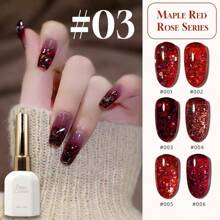 15ml Esmalte de Unhas Série Sequin Rosa Vermelha da Nail Za, Esmalte de Unhas Vermelho Sequin Brilhante Explodir, Cola de Gliter Branca para Unhas, Comum Usado em Salão de Beleza