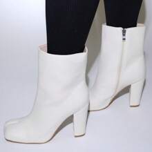 Womens Block Heel Ankle Bootie - Bone - View 5