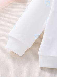 2pcs Baby Girl Heart Design Sweatshirt And Denim Pants Set, For Spring/Autumn