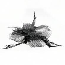 Living And Home Vintage Satin Fascinator With Headband - Style 5 Black - View 3