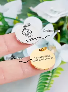 1 pieza Placa de identificación conmemorativa para mascotas grabada personalmente para perros - Grabada con nombre, número de teléfono y dirección para perros callejeros Colgantes de mascotas