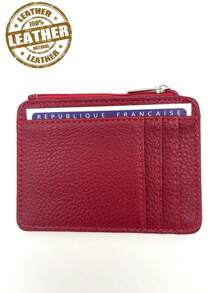 Plain Color Casual Coin Wallet Card Holder - Red - View 2