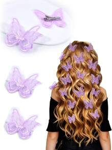 6/12 pièces Pinces à cheveux avec nœud en dentelle, accessoires de cheveux romantiques pour la Saint-Valentin, polyvalents pour l'intérieur/extérieur, convenant pour les concerts, fêtes, mariages, séances photos, ornements de cheveux en forme de papillon