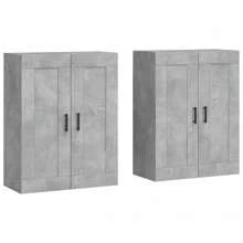 Stylish Concrete Grey Engineered Wood Wall Mounted Storage Cabinets Set Of 2 - Grey - View 2