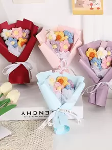 Handmade Crochet Flower Bouquet,Ideal Gift For Mother,Friends,Birthday And Anniversary,Home Table Wedding Party Gardening Decoration Crochet Flower Bouquet ,Handmade Gift ,Creative Woven Flowers ,Puffy Small Bouquet , Floral Decoration ,Gift ,Home Decoration