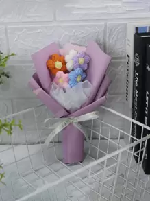 Handmade Crochet Flower Bouquet,Ideal Gift For Mother,Friends,Birthday And Anniversary,Home Table Wedding Party Gardening Decoration Crochet Flower Bouquet ,Handmade Gift ,Creative Woven Flowers ,Puffy Small Bouquet , Floral Decoration ,Gift ,Home Decoration