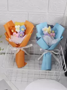 Handmade Crochet Flower Bouquet,Ideal Gift For Mother,Friends,Birthday And Anniversary,Home Table Wedding Party Gardening Decoration Crochet Flower Bouquet ,Handmade Gift ,Creative Woven Flowers ,Puffy Small Bouquet , Floral Decoration ,Gift ,Home Decoration