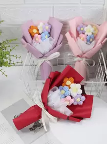 Handmade Crochet Flower Bouquet,Ideal Gift For Mother,Friends,Birthday And Anniversary,Home Table Wedding Party Gardening Decoration Crochet Flower Bouquet ,Handmade Gift ,Creative Woven Flowers ,Puffy Small Bouquet , Floral Decoration ,Gift ,Home Decoration