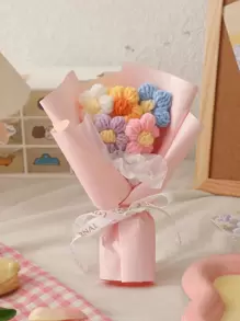 Handmade Crochet Flower Bouquet,Ideal Gift For Mother,Friends,Birthday And Anniversary,Home Table Wedding Party Gardening Decoration Crochet Flower Bouquet ,Handmade Gift ,Creative Woven Flowers ,Puffy Small Bouquet , Floral Decoration ,Gift ,Home Decoration