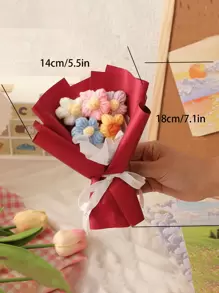 Handmade Crochet Flower Bouquet,Ideal Gift For Mother,Friends,Birthday And Anniversary,Home Table Wedding Party Gardening Decoration Crochet Flower Bouquet ,Handmade Gift ,Creative Woven Flowers ,Puffy Small Bouquet , Floral Decoration ,Gift ,Home Decoration