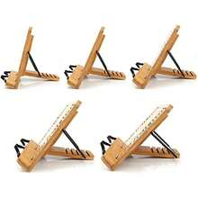 Bamboo Bookshelf, Adjustable Book Shelf Trays And Paper Clips - Portable Sturdy Lightweight Cookbook Stand - Textbooks And Books - Hollow Bamboo Wood - View 5