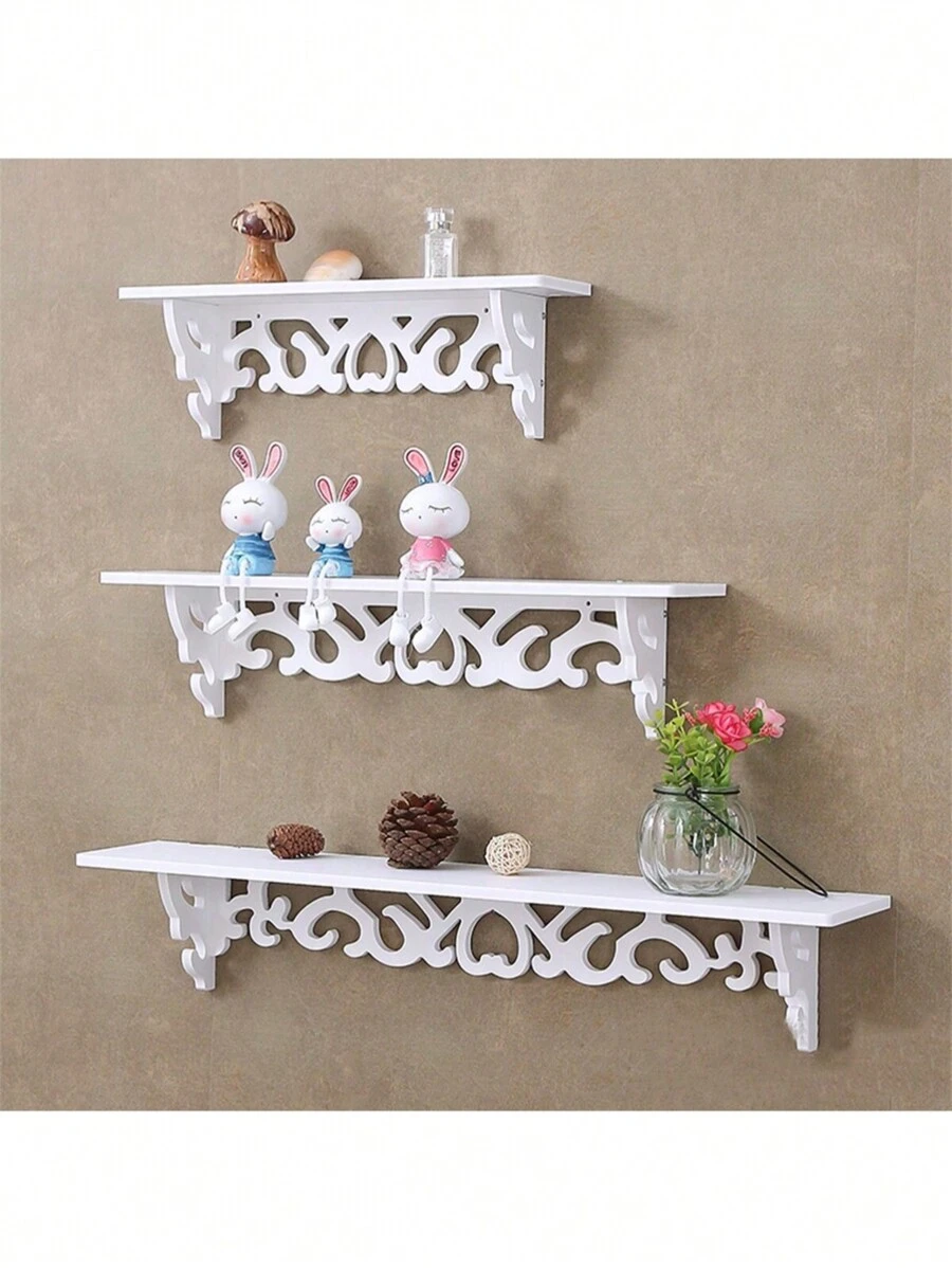 1 件壁挂式木质搁板、墙壁装饰展示架、浮动搁板支架房间装饰