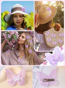 6/12 pièces Pinces à cheveux avec nœud en dentelle, accessoires de cheveux romantiques pour la Saint-Valentin, polyvalents pour l'intérieur/extérieur, convenant pour les concerts, fêtes, mariages, séances photos, ornements de cheveux en forme de papillon