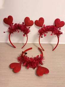 1 pezzo Fascia per capelli da donna con cuore 3D in paillettes, romantica e bella per San Valentino, matrimoni, feste, accessorio per capelli elegante e alla moda per San Valentino e Ognissanti