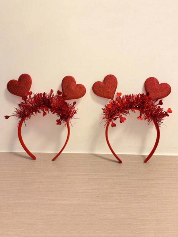 1 pezzo Fascia per capelli da donna con cuori 3D luccicanti, romantica e bella, adatta per San Valentino, matrimoni, feste, accessorio per capelli elegante e di moda per San Valentino