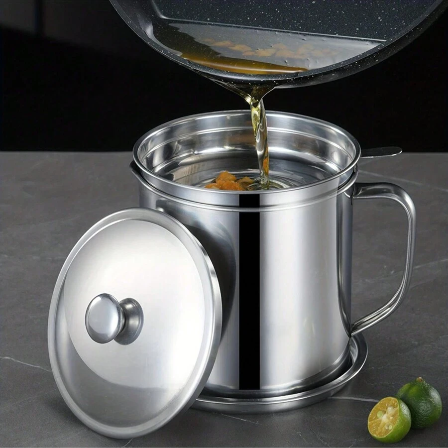1 cái nồi lọc dầu bằng thép không gỉ - Bạc - Xem 1