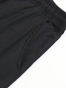 Men's Casual Drawstring Waist Leg-Tapered Cargo Pants - Black - View 3
