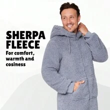 City Comfort Cosy Nightwear Hooded Fluffy Fleece M-3XL Lounge Wear Gift - Grey - View 2