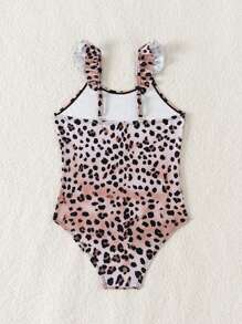New Zebra Print One-Piece Swimsuit For Girls, Cute - Camel - View 2