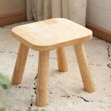 1pc Wooden Stool, Modern Walnut Color, Scandinavian Natural Wood Tone, Load-Bearing, Solid Wood Square Chair, Suitable For Home Office, Bedroom, Living Room, Kitchen, Bathroom, Entryway