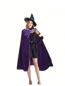 1 件派对装扮秀绒连帽斗篷适合各种节日角色扮演装扮派对表演道具万圣节