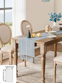 1 pezzo Tovaglia intrecciata in stile bohémien retrò, con nappe fatte a mano e frange annodate, disegno a righe avorio/verde/blu grigio/crema, adatta come copritavolo per caffè o pranzo o come copriletto, adatta per decorare tavoli da banco, matrimoni e festività di campagna,ageli per docciasposa.